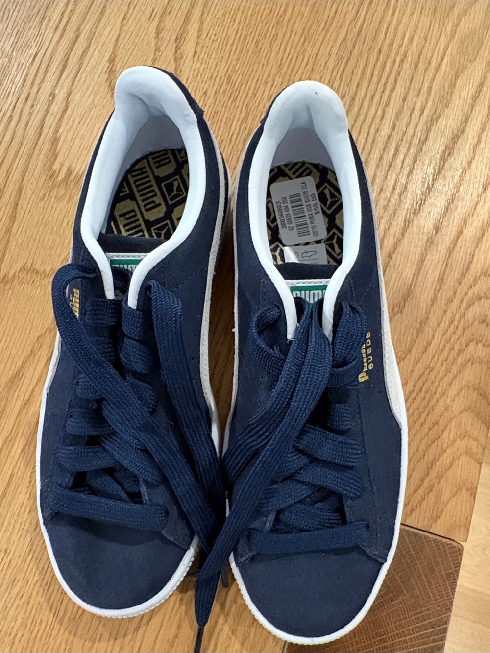 Puma Men's Navy Suede Low-Top Sneakers with White Trim